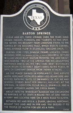 Barton Springs Marker image. Click for full size.