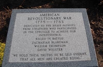 Stratford American Revolutionary War Memorial Marker. Click for full size. Stratford American Revolutionary War Memorial Marker image. Click for full size.