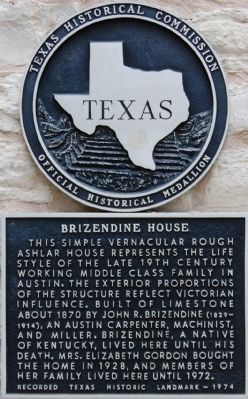 Brizendine House Marker. Click for full size. Brizendine House Marker image. Click for full size.