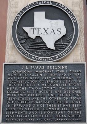 J. L. Buaas Building Marker. Click for full size. J. L. Buaas Building Marker image. Click for full size.