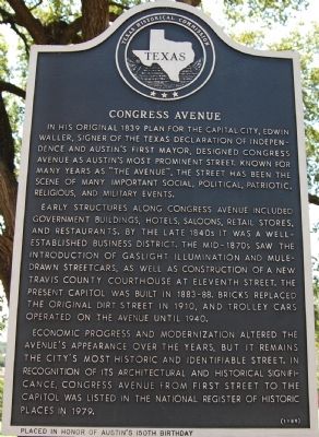 Congress Avenue Marker. Click for full size. Congress Avenue Marker image. Click for full size.