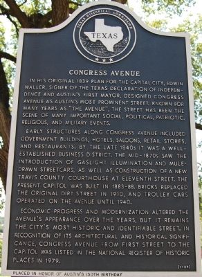 Congress Avenue Marker image. Click for full size.