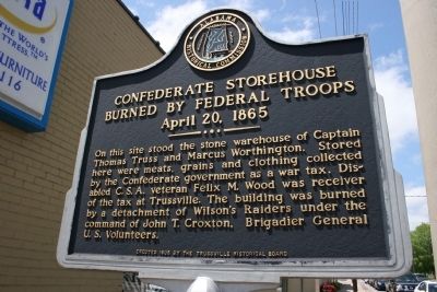 Confederate Storehouse Burned By Federal Troops Marker. Click for full size. Confederate Storehouse Burned By Federal Troops Marker image. Click for full size.