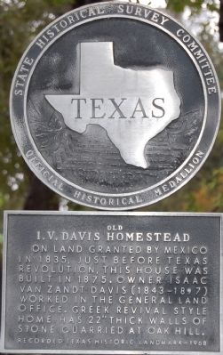 Old I.V. Davis Homestead Marker image. Click for full size.