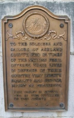 Ashland County Soldiers and Sailors Memorial Marker image. Click for full size.