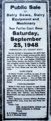 Close-up of Public Sale notice on marker image. Click for full size.