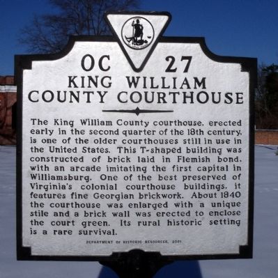 King William County Courthouse Marker image. Click for full size.