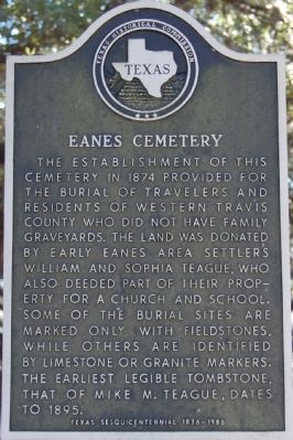 Eanes Cemetery Marker image. Click for full size.