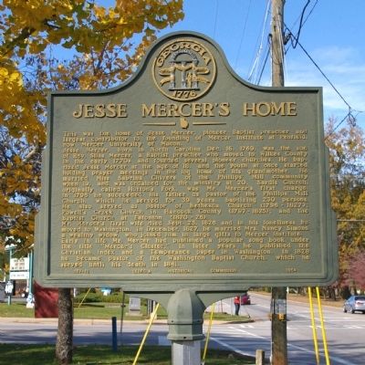 Jesse Mercer�s Home Marker image. Click for full size.