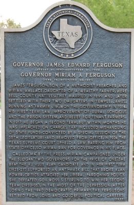 Governor James Edward Ferguson Marker image. Click for full size.