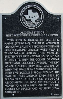 Original Site of First Methodist Church of Austin Marker image. Click for full size.