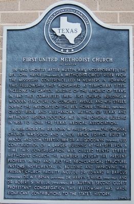 First United Methodist Church of Austin Marker image. Click for full size.
