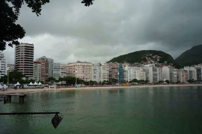 Copacabana Beach:- view from the fort promonade, north (Copacabana) promontary image. Click for full size.