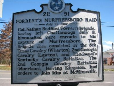 Forrest's Murfreesboro Raid Marker. Click for full size. Forrest's Murfreesboro Raid Marker image. Click for full size.