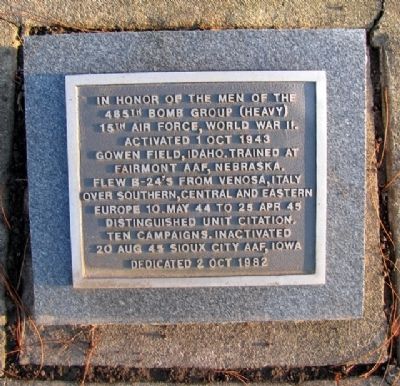 485th Bomb Group (Heavy) Marker. Click for full size. 485th Bomb Group (Heavy) Marker image. Click for full size.