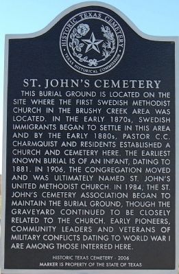 St. John’s Cemetery Marker image. Click for full size.