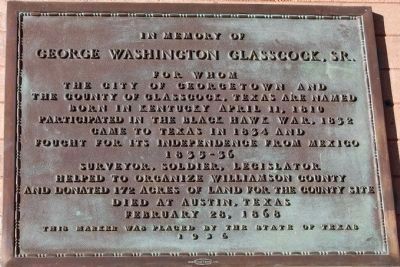 In Memory of George Washington Glasscock, Sr. Marker. Click for full size. In Memory of George Washington Glasscock, Sr. Marker image. Click for full size.