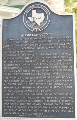 Hirshfeld Cottage Marker. Click for full size. Hirshfeld Cottage Marker image. Click for full size.