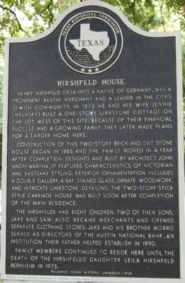 Hirshfeld House Marker image. Click for full size.