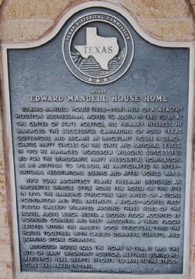 Site of Edward Mandell House Home Marker image. Click for full size.