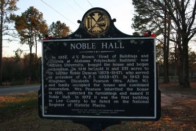 Noble Hall Marker Reverse image. Click for full size.