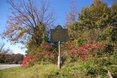 William Harris Crawford Marker, pointing toward the Crawford Cemetery image. Click for full size.