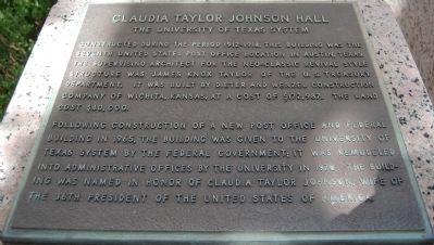 Claudia Taylor Johnson Hall Marker image. Click for full size.