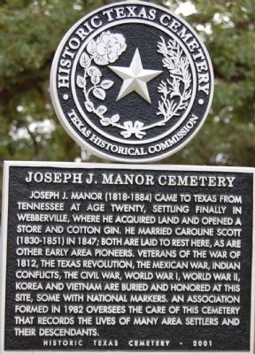 Joseph J. Manor Cemetery Marker image. Click for full size.