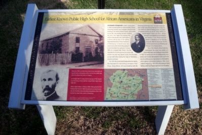 Earliest Known Public High School For African Americans in Virginia CRIEHT Marker. Click for full size. Earliest Known Public High School For African Americans in Virginia CRIEHT Marker image. Click for full size.