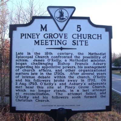 Piney Grove Church Meeting Site Marker image. Click for full size.