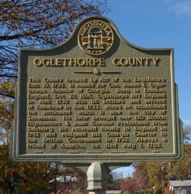 Oglethorpe County Marker. Click for full size. Oglethorpe County Marker image. Click for full size.