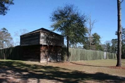 Replica of Fort Mitchell on the site of the original 1813 fort. image. Click for full size.