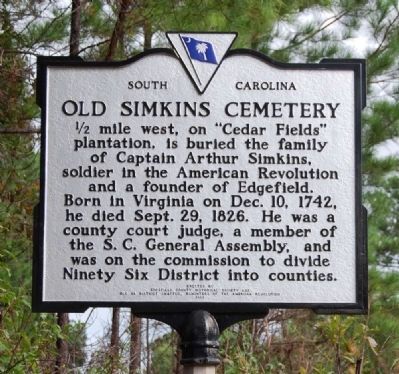 Old Simkins Cemetery Marker. Click for full size. Old Simkins Cemetery Marker image. Click for full size.