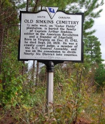 Old Simkins Cemetery Marker. Click for full size. Old Simkins Cemetery Marker image. Click for full size.