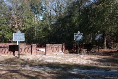 Cantey Cemetery entrance and the John Crowell Marker (on the left) image. Click for full size.
