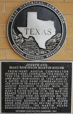 Joseph and Mary Robinson Martin House Marker image. Click for full size.
