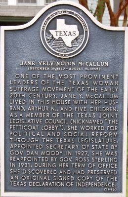 Jane Yelvington McCallum Marker image. Click for full size.