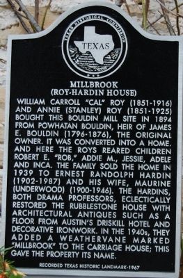 Millbrook (Roy-Hardin House) Marker image. Click for full size.