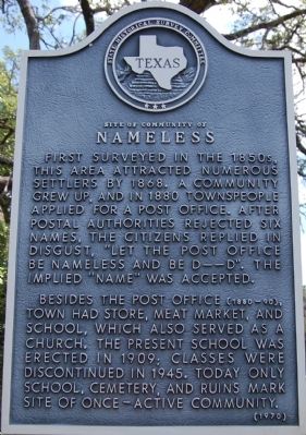 Site of Community of Nameless Marker. Click for full size. Site of Community of Nameless Marker image. Click for full size.