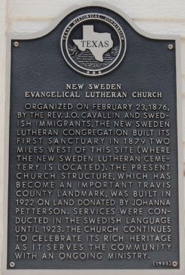 New Sweden Evangelical Lutheran Church Marker image. Click for full size.