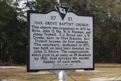 Oak Grove Baptist Church Marker image. Click for full size.