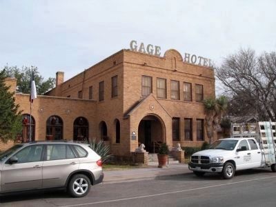 The Gage Hotel and Marker image. Click for full size.