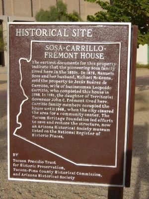Sosa-Carillo-Frémont House Marker. Click for full size. Sosa-Carillo-Frémont House Marker image. Click for full size.