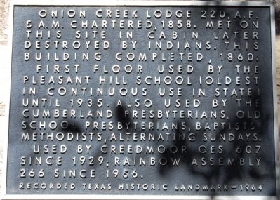 Onion Creek Lodge 220, A.F. & A.M. Marker image. Click for full size.