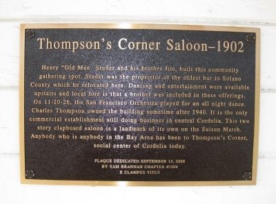 Thompson's Corner Saloon - 1902 Marker image. Click for full size.