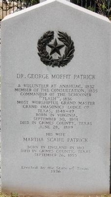 Dr. George Moffit Patrick Marker image. Click for full size.