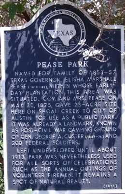 Pease Park Marker. Click for full size. Pease Park Marker image. Click for full size.