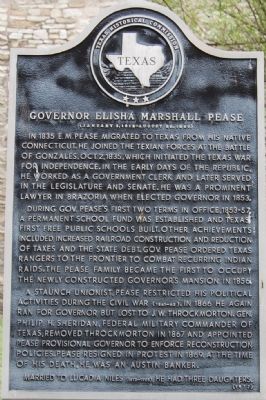 Governor Elisha Marshall Pease Marker image. Click for full size.