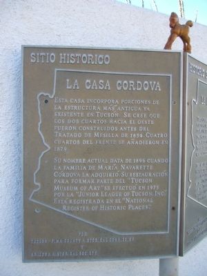 La Casa Cordova Marker Spanish text image. Click for full size.