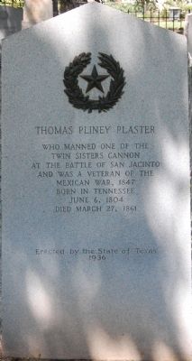 Thomas Pliney Plaster Marker image. Click for full size.